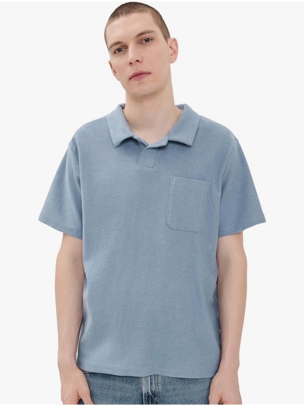 Goodfellow & Co Light Blue Terry Polo with Chest Pocket